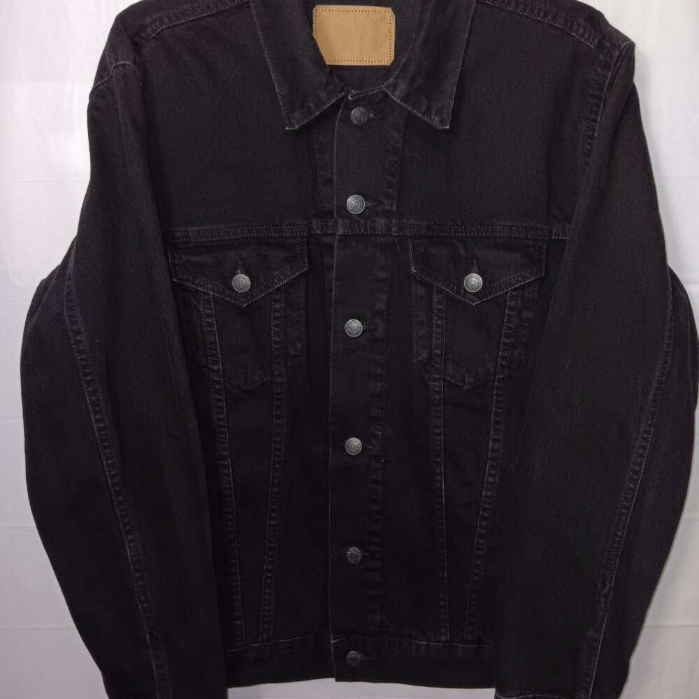 ZARA MEN'S BUTTON UP BLACK DENIM JACKET - Picture 10 of 11